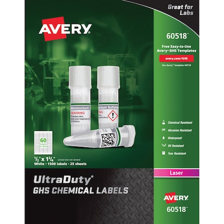 Avery LABELS, GHS, 60UP, LSR, WE PK AVE60518